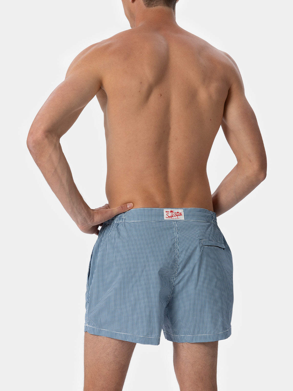 Harrys fitted cut swim shorts with gingham print - MC2 Saint Barth