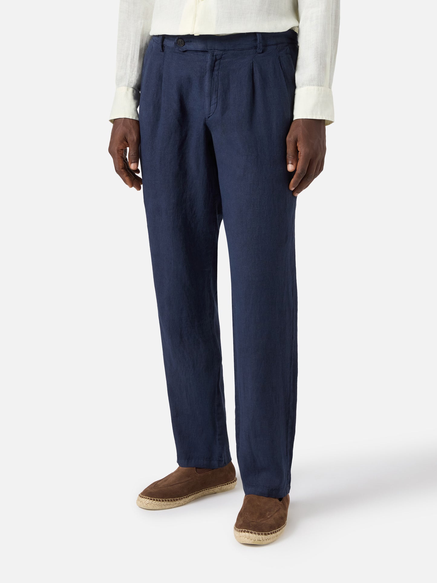 Navy blue Havier long long pants in pure linen