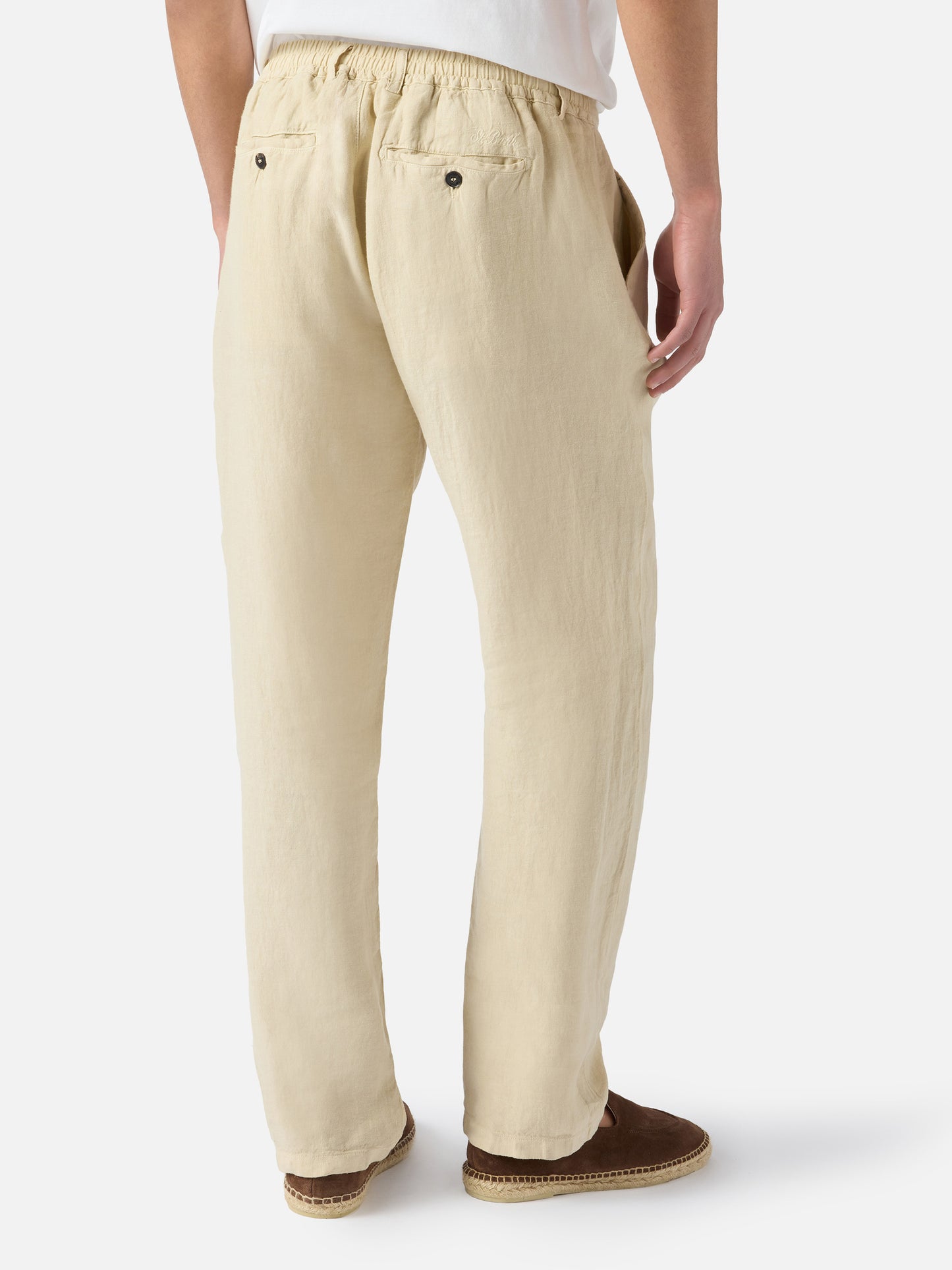 Pantalones largos Havier en beige de lino puro 