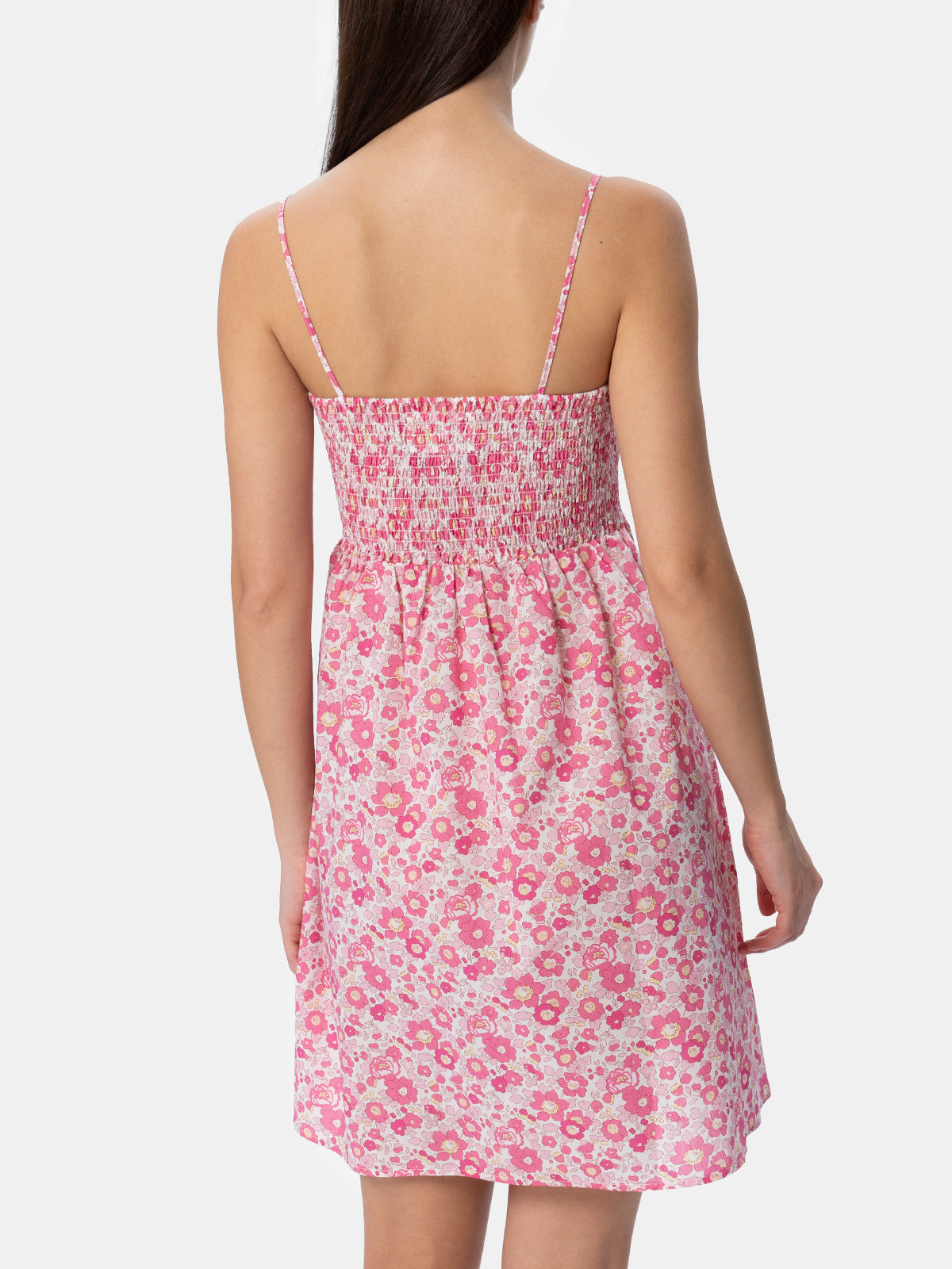 Woman Betsy cotton dress Hawa with smocked embroidery | MADE WITH LIBERTY FABRIC - MC2 Saint Barth