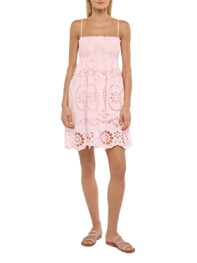 Hawa Sangallo lace dress with smocked embroidered bodice