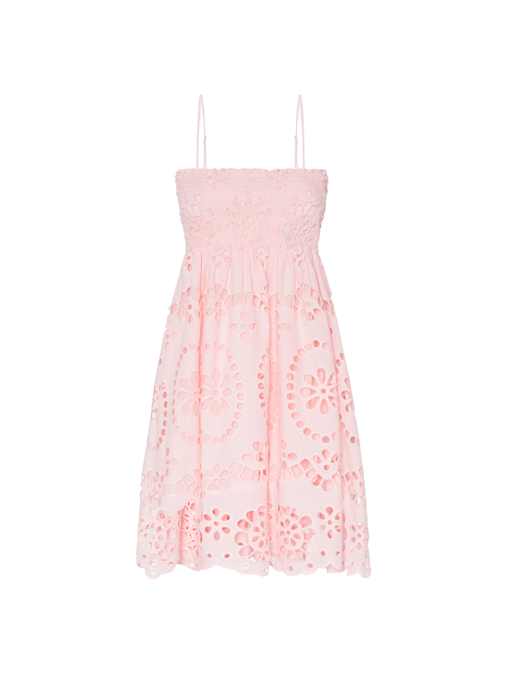 Hawa Sangallo lace dress with smocked embroidered bodice