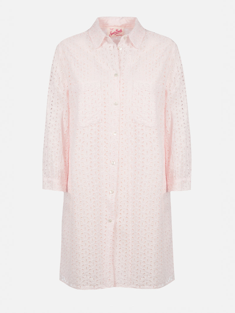 Woman pink Sangallo shirt mini dress