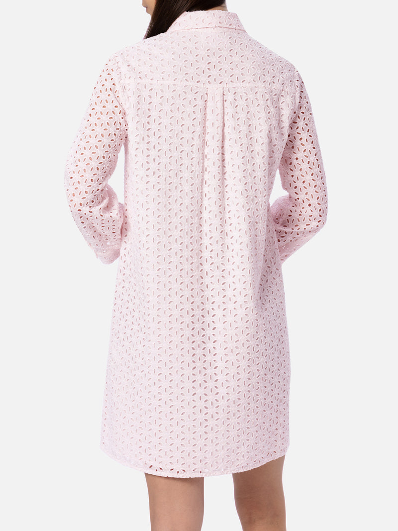 Woman pink Sangallo shirt mini dress