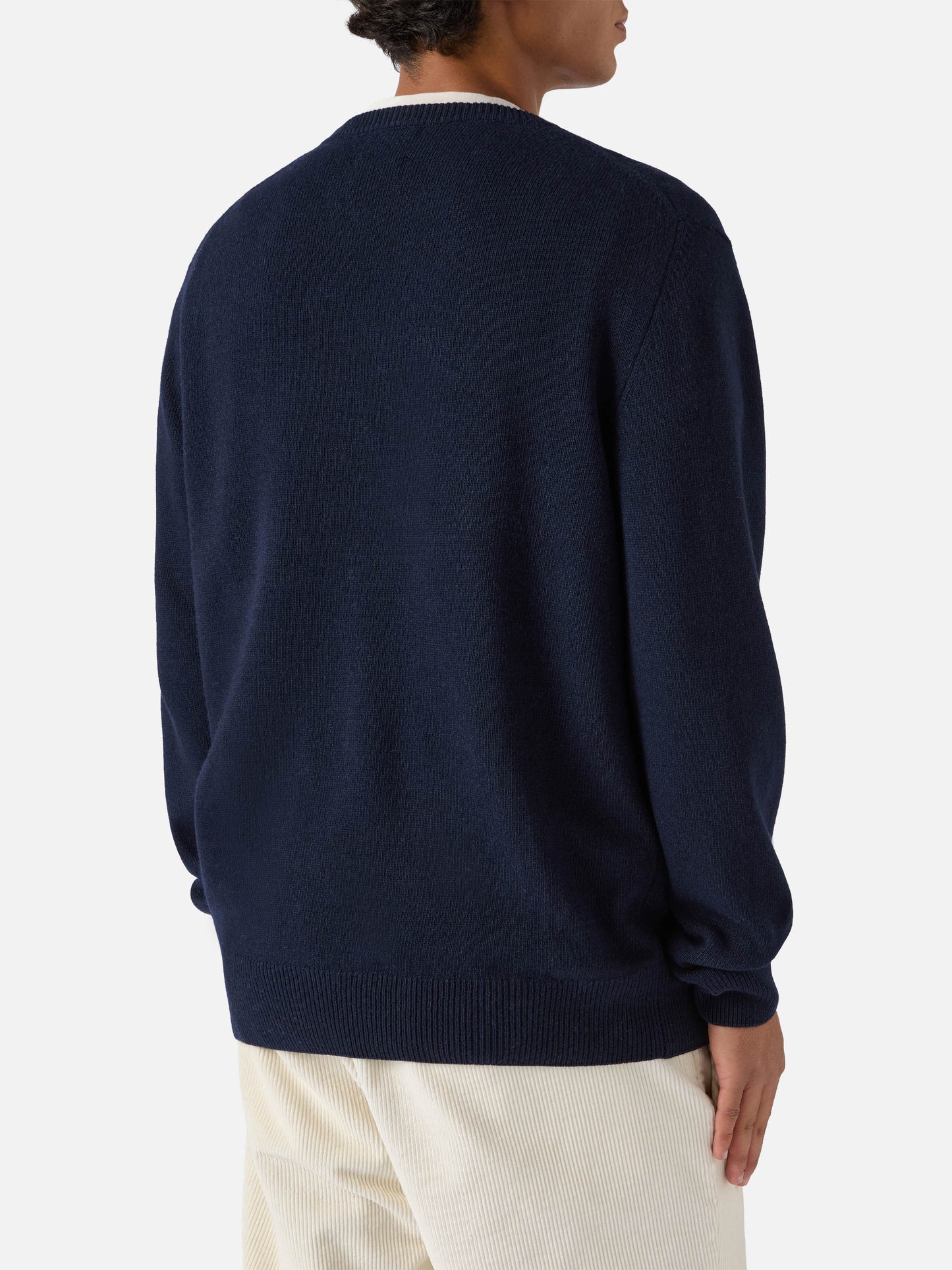 Blue sweater Heron with Vacanze di Natale logo jacquard | VACANZE DI NATALE SPECIAL EDITION