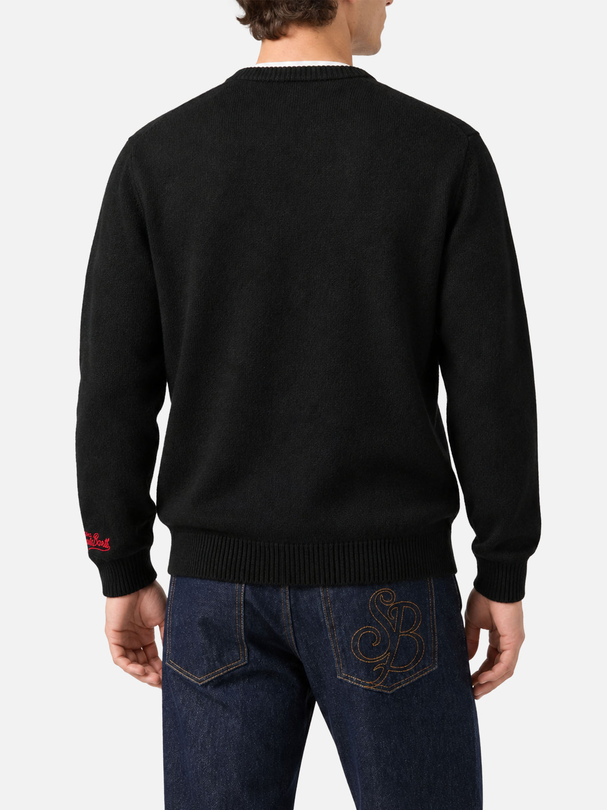 Pull noir Heron avec broderie Apres ski lover 