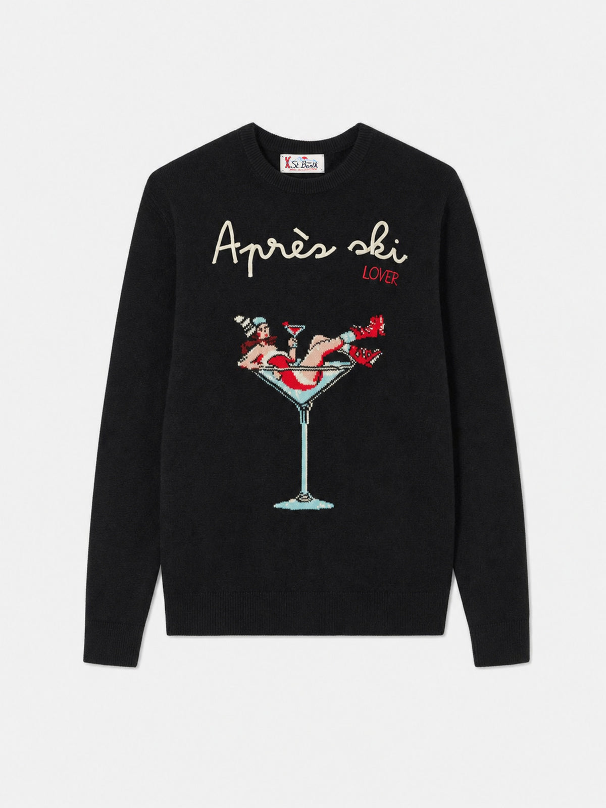 Pull noir Heron avec broderie Apres ski lover 