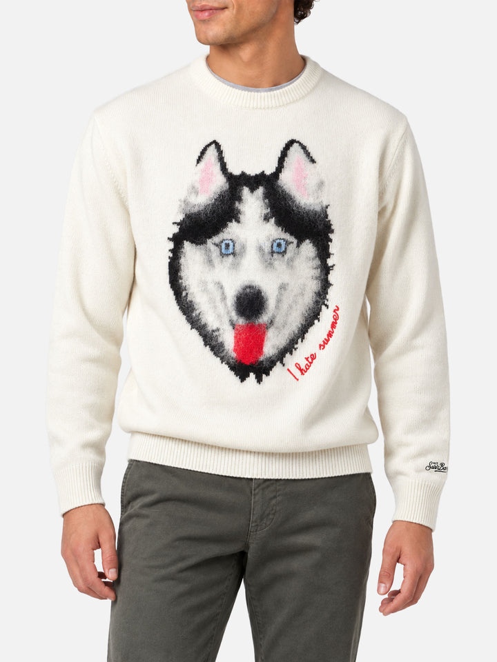 Suéter Heron con jacquard de lobo y bordado 