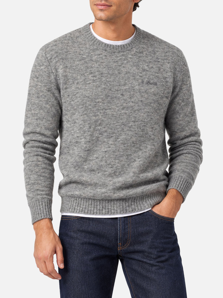 Suéter de lana elástica mélange gris Heron 