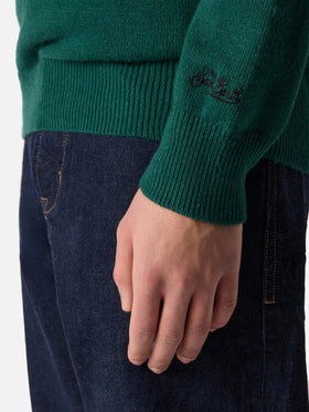 Green crewneck Heron with Woodstock jacquard | PEANUTS SPECIAL EDITION