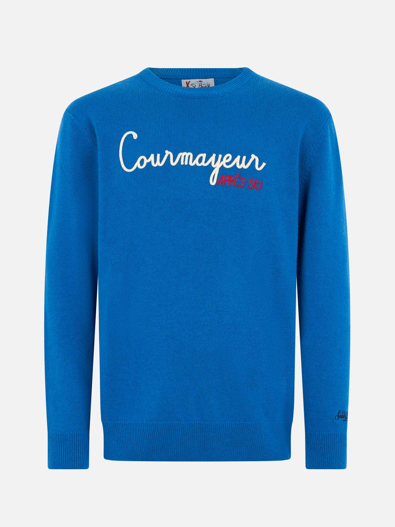 Maglione da uomo blu ski Heron con ricamo Courma Apres Ski