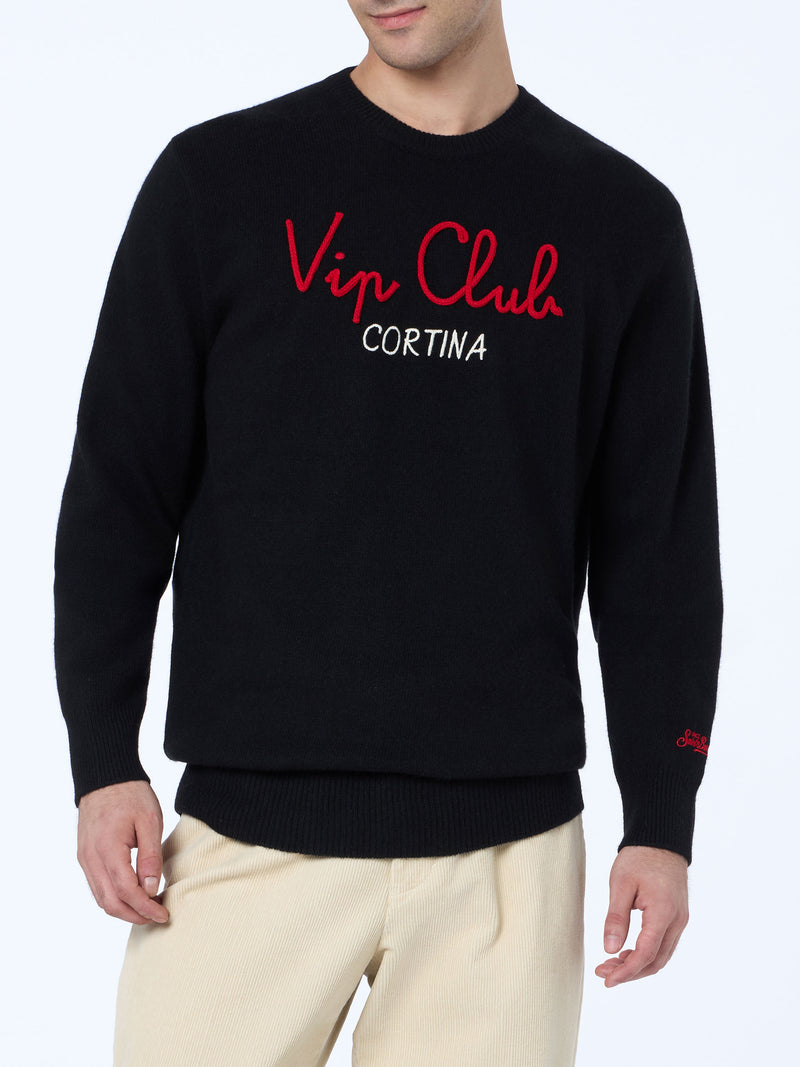 Man black sweater Heron with Vip Club Cortina | VIP CLUB CORTINA SPECIAL EDITION