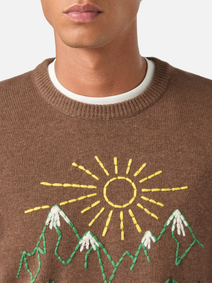 Pull ras-du-cou Brown Heron avec broderie St. Moritz 