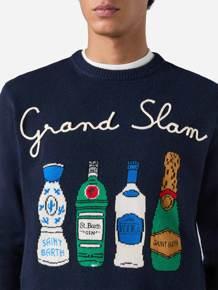 Girocollo Heron blu navy con ricamo Grand Slam