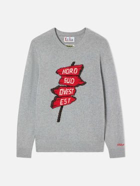 Jersey de punto con cuello redondo Grey Heron con intarsia Nord Sud Ovest Est | Special edition 