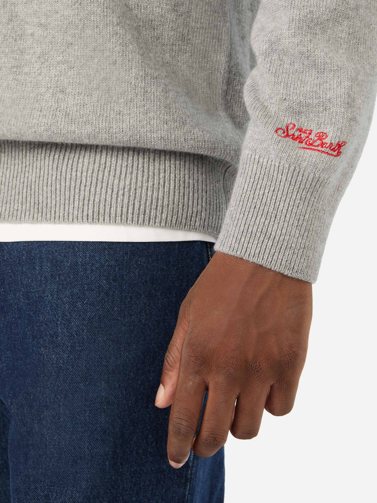 Pull col rond Grey Heron en maille avec intarsia Nord Sud Ovest Est | Special edition 