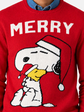 Red Heron sweater with Snoopy Merry jacquard | Special edition