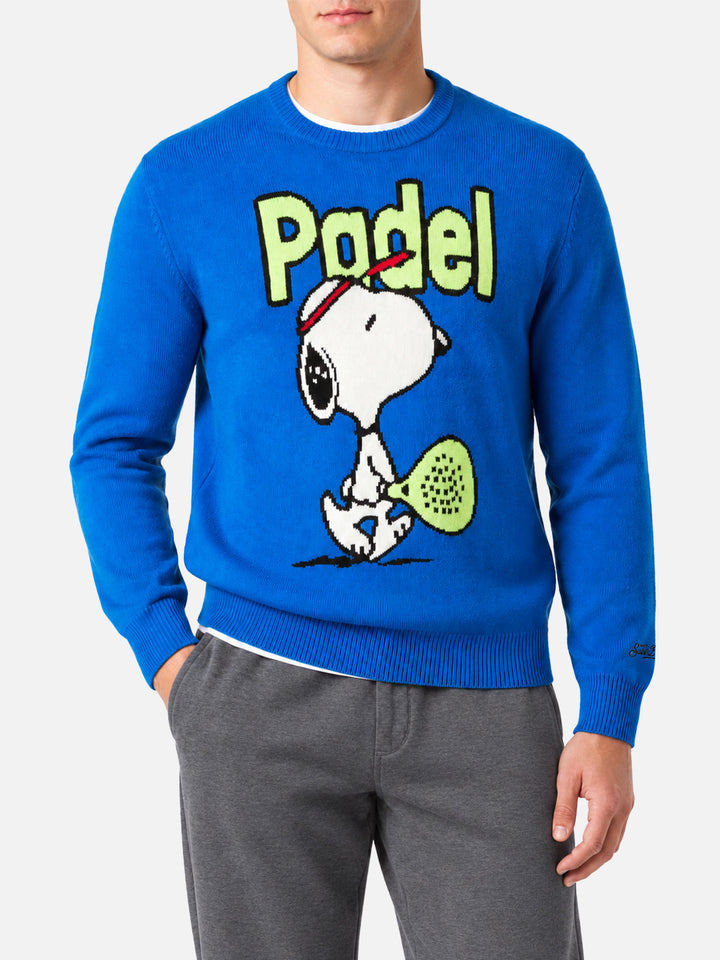 Blue Heron crewneck sweater with Snoopy padel jacquard | Special edition
