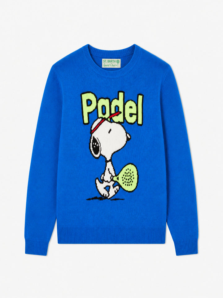 Blue Heron crewneck sweater with Snoopy padel jacquard | Special edition