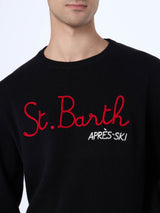 Maglione nero da uomo Heron con ricamo St. Barth Apres Ski