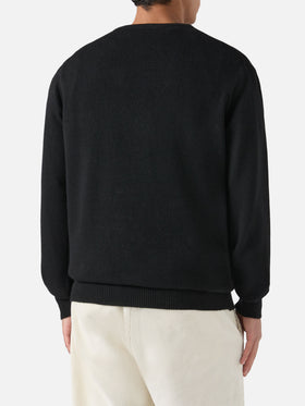 Schwarzer Heron-Pullover mit Rundhalsausschnitt und Batman-Jacquardmuster | BATMAN SPECIAL EDITION