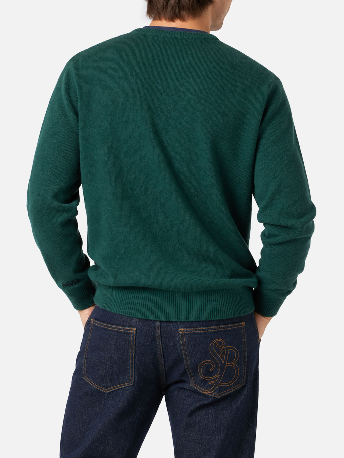 Rundhalspullover Heron mit New York Apple-Jacquard 