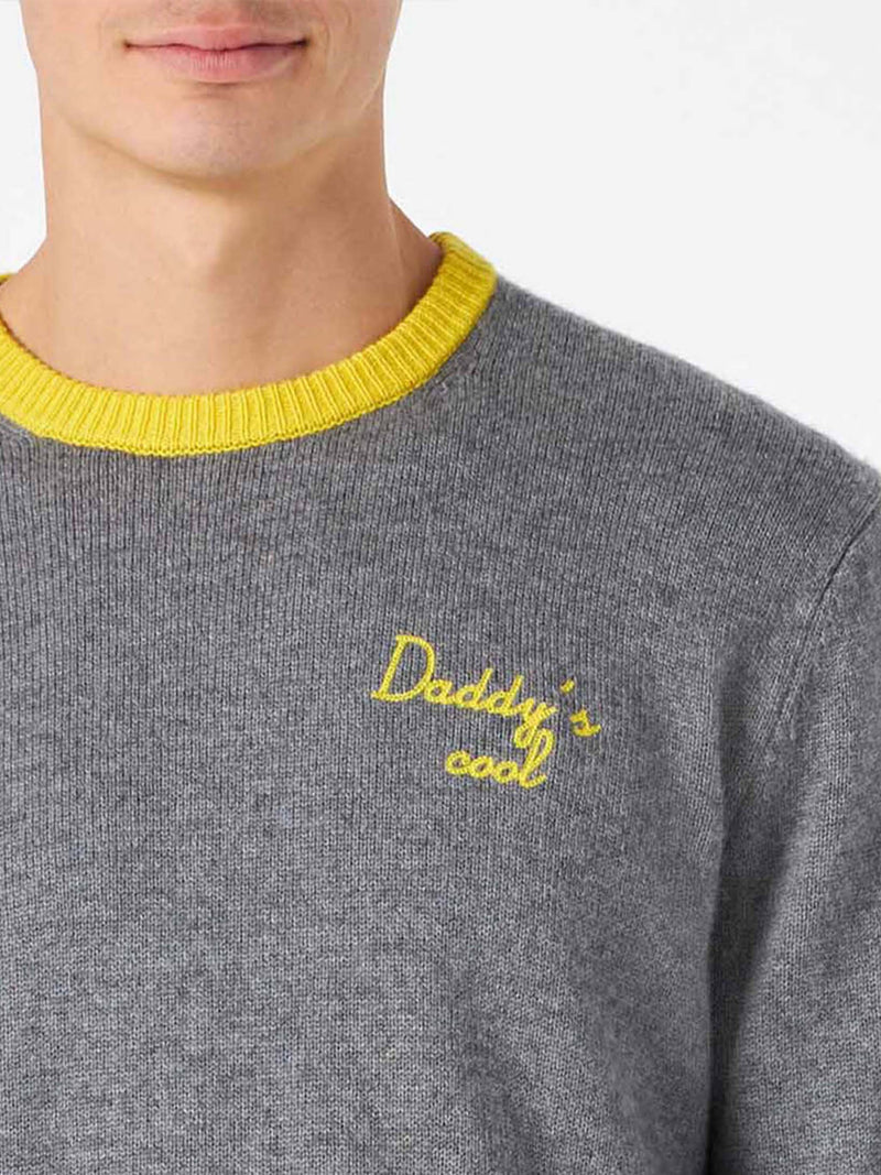 Man grey sweater with Daddy's cool embroidery