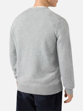 Girocollo Heron grigio con jacquard e patch St. Moritz | ST. MORITZ TOP OF THE WORLD SPECIAL EDITION