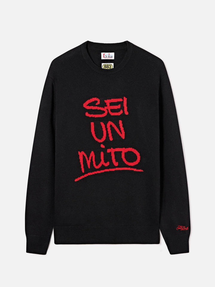 Black Heron crewneck knit with Sei Un Mito intarsia | Special edition