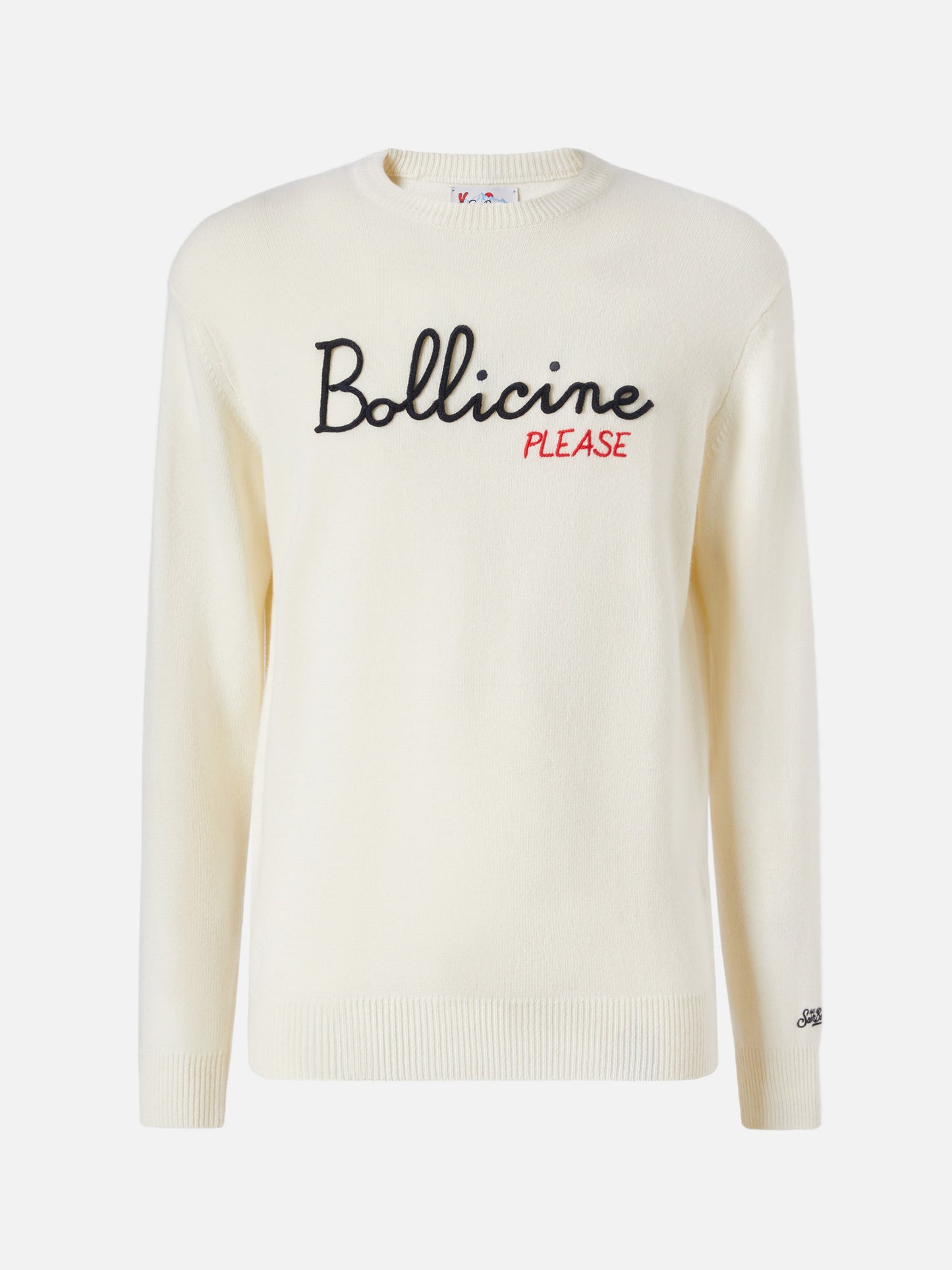 Maglione in misto cashmere Heron con ricamo Bollicine, please!