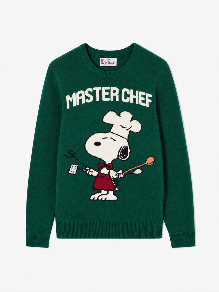 Maglione Heron verde scuro con jacquard Snoopy Master Chef | Special Edition