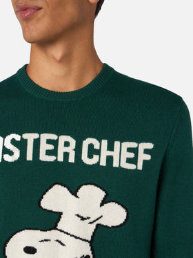 Crewneck sweater Heron with Snoopy master chef jacquard | SNOOPY PEANUTS SPECIAL EDITION