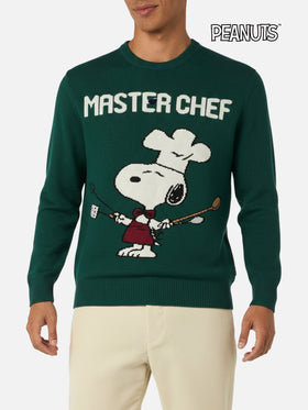 Crewneck sweater Heron with Snoopy master chef jacquard | SNOOPY PEANUTS SPECIAL EDITION