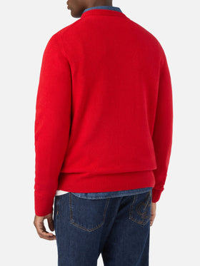 Jersey de punto con cuello redondo Red Heron con intarsia Fatemi Santo 