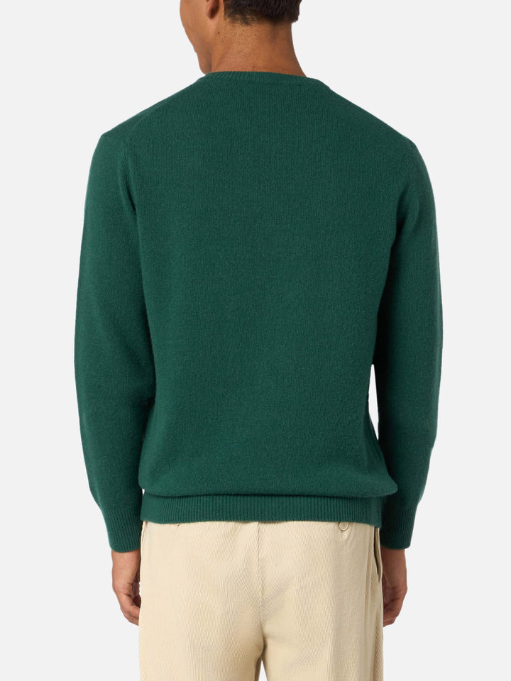 Maglione da uomo verde Heron con ricamo Non sarà un'avventura