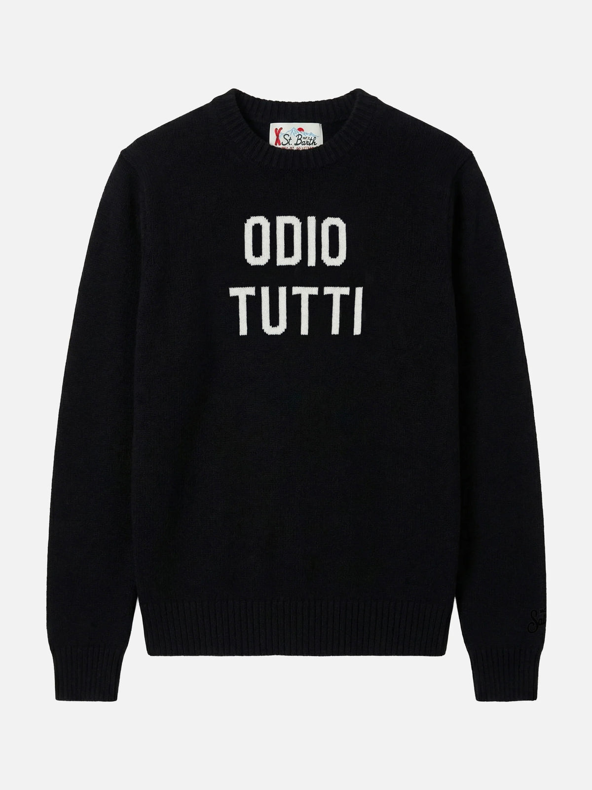 Black Heron crewneck sweater with Odio tutti jacquard