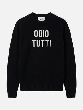 Black Heron crewneck sweater with Odio tutti jacquard