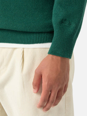 Maglia girocollo Heron verde con intarsio Chiedi A Chat