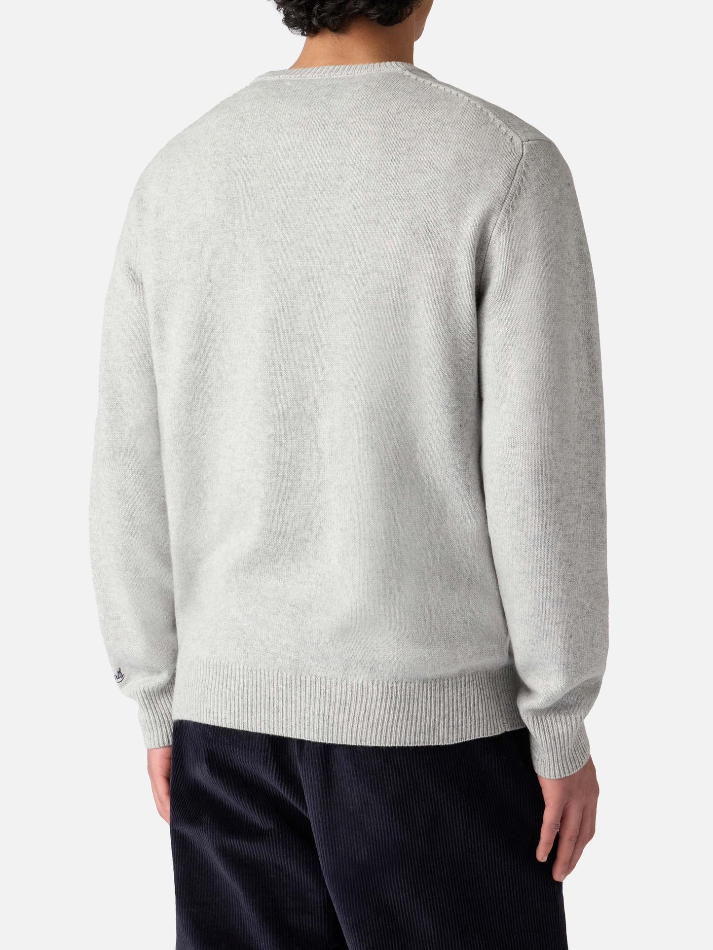 Maglione grigio chiaro Heron con ricamo super G | SUPER G SPECIAL EDITION