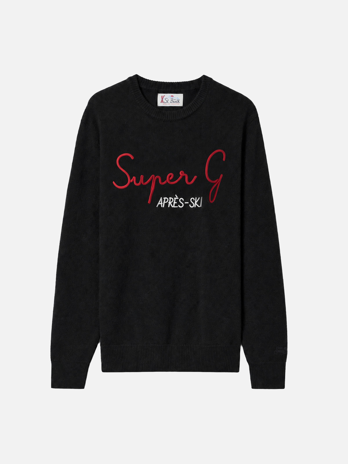 Black Heron crewneck sweater with Super G embroidery