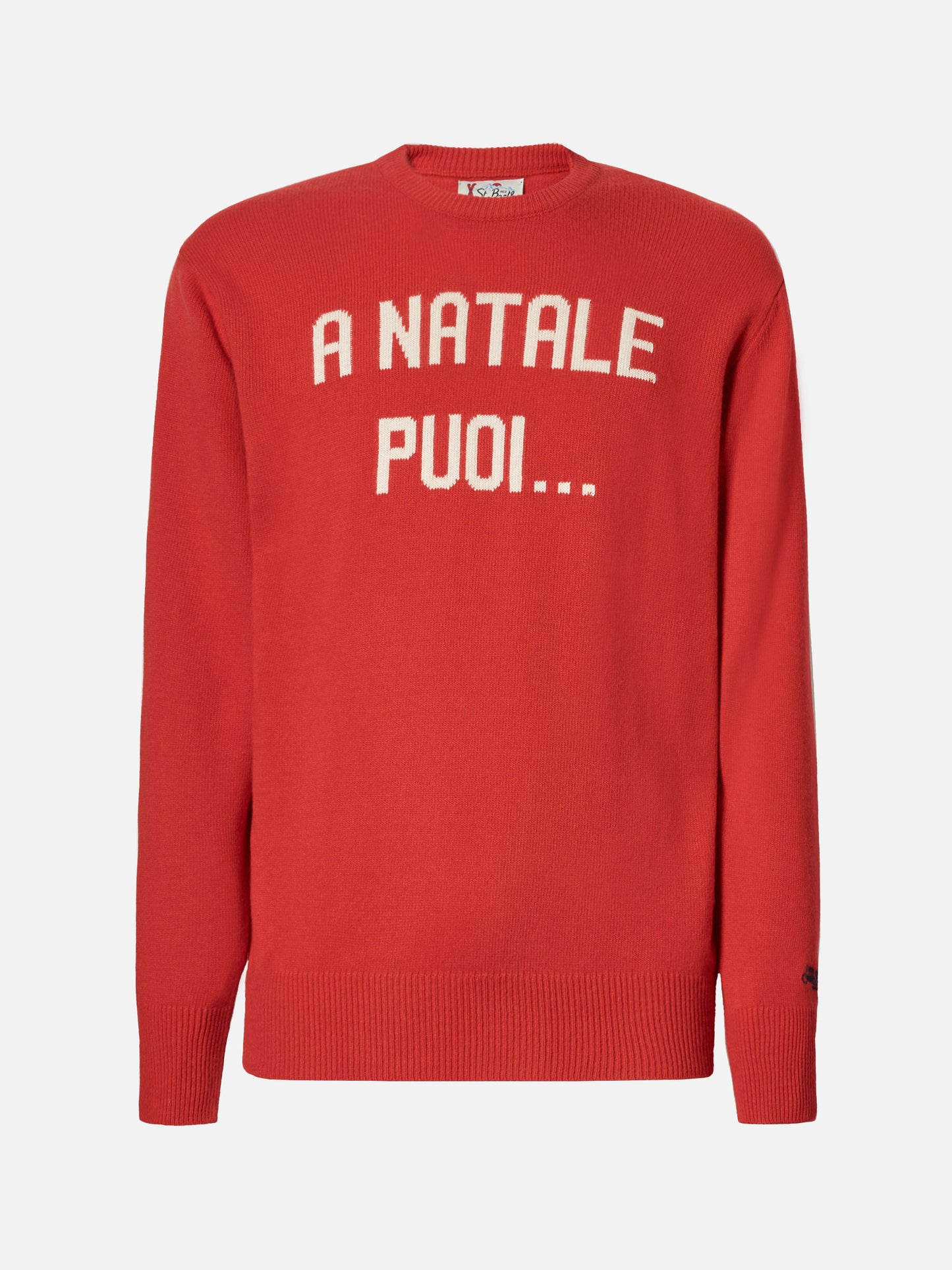 Heron-Pullover in Rot mit A Natale puoi... Jacquardmuster