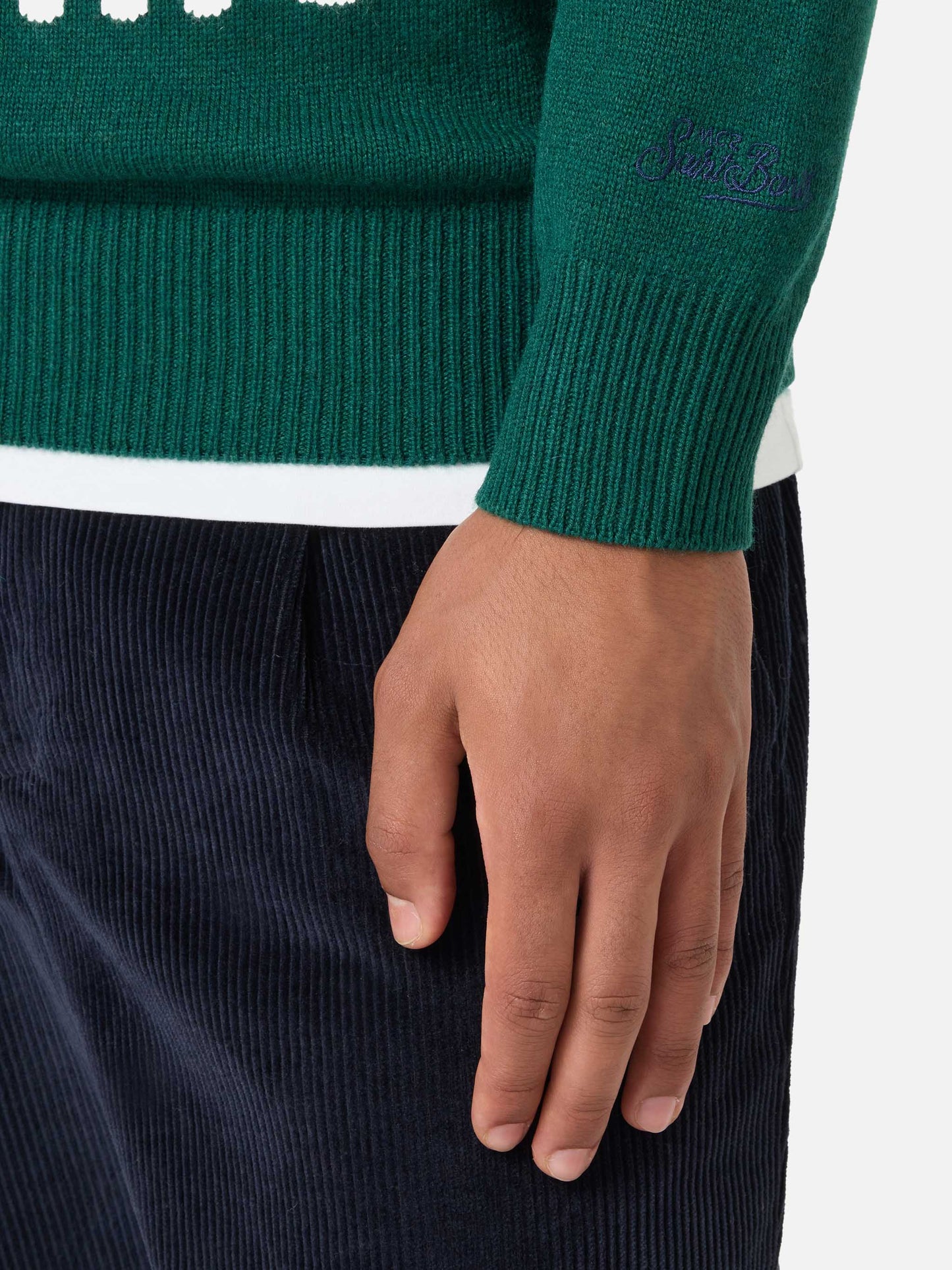 Grüner Pullover Heron mit Snoopy-Jacquard | SNOOPY PEANUTS® SPECIAL EDITION 