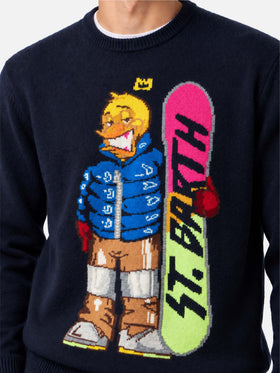 Suéter de snowboard Crypto Ducky azul Heron | Special Edition 