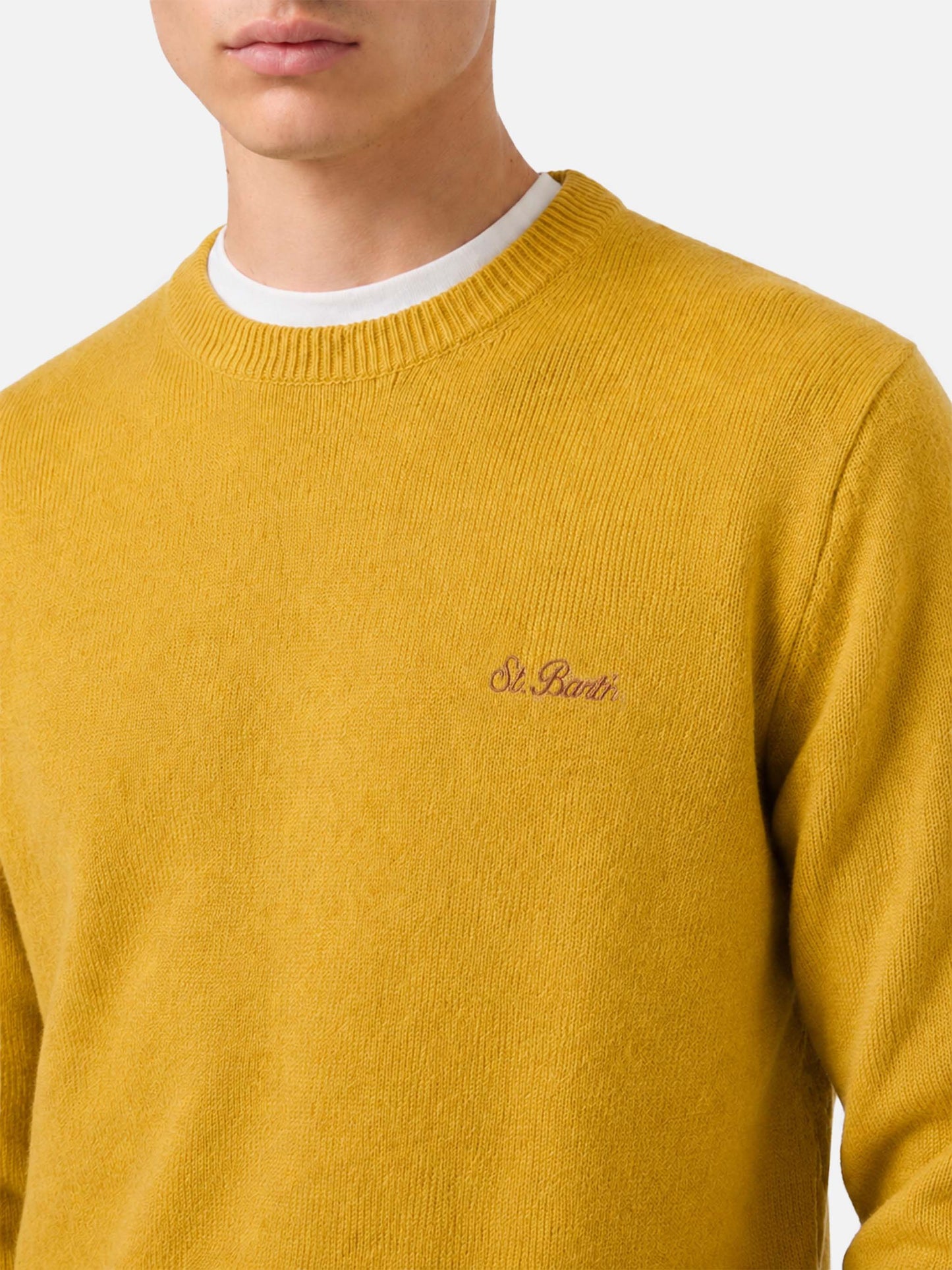 Maglione Regent in lambswool giallo ocra