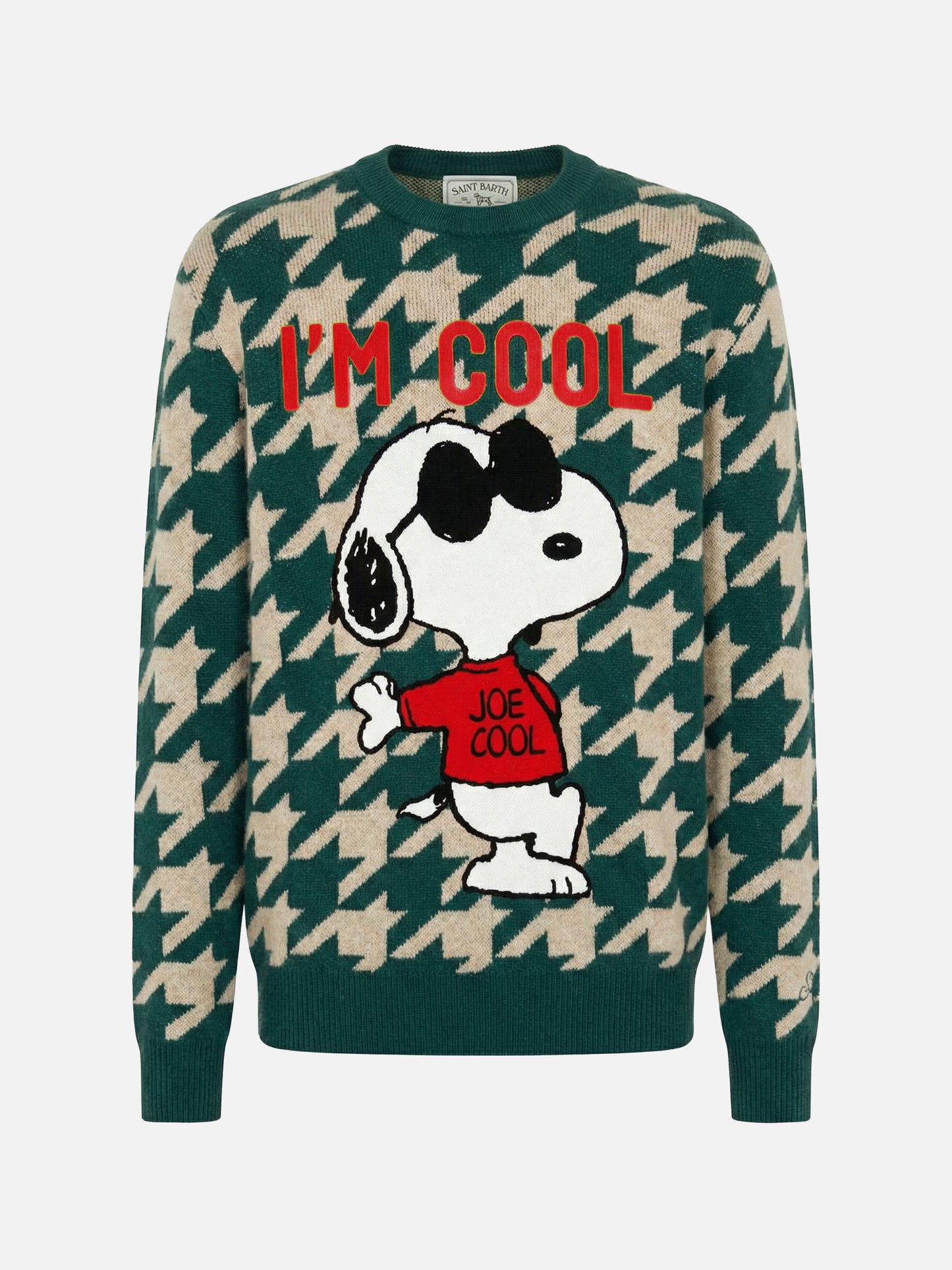 Heron P green sweater with Snoopy jacquard knit | SNOOPY – PEANUTS™ SPECIAL EDITION