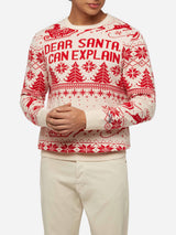 Roter Pullover Heron mit Fair Isle und Dear Santa Jacquard