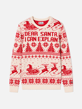 Roter Pullover Heron mit Fair-Isle- und Dear-Santa-Jacquard 