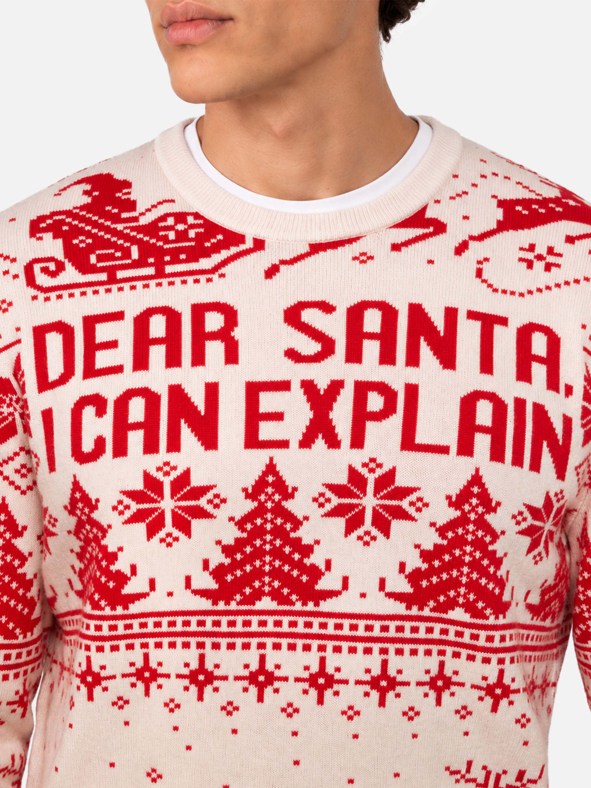Roter Pullover Heron mit Fair-Isle- und Dear-Santa-Jacquard 
