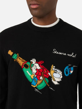 Pull ras-du-cou Black Heron Light avec intarsia et broderie Scrooge McDuck | Special edition 