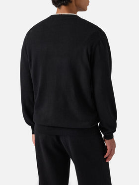 Heron Light sweater in black with Yuppies jacquard and embroidery | YUPPIES SPECIAL EDITION